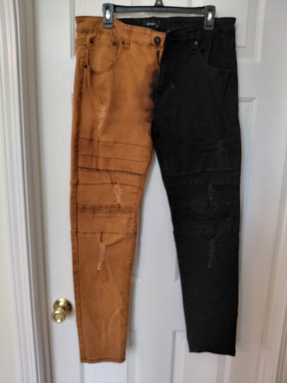 KAYDEN k Two-Tone Black and Brown Skinny Men’s Jeans